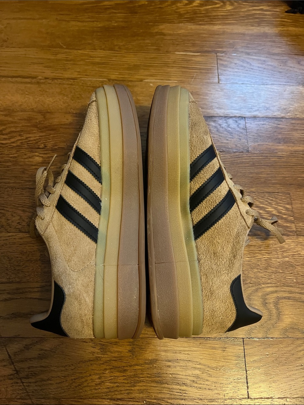 Adidas Gazelle Suede Sneakers in Tan with Black Stripes - Picture 2 of 5